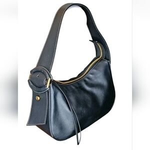 Banana Republic Italian Leather Ravello Purse Black Shoulder Bag Gold Buckle Nwt